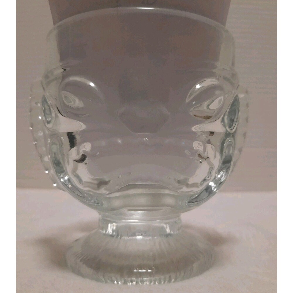 Vtg Tiki Face Glass Goblet Happy Sad Two Face Hawaiian Style Cup Barware Retro
